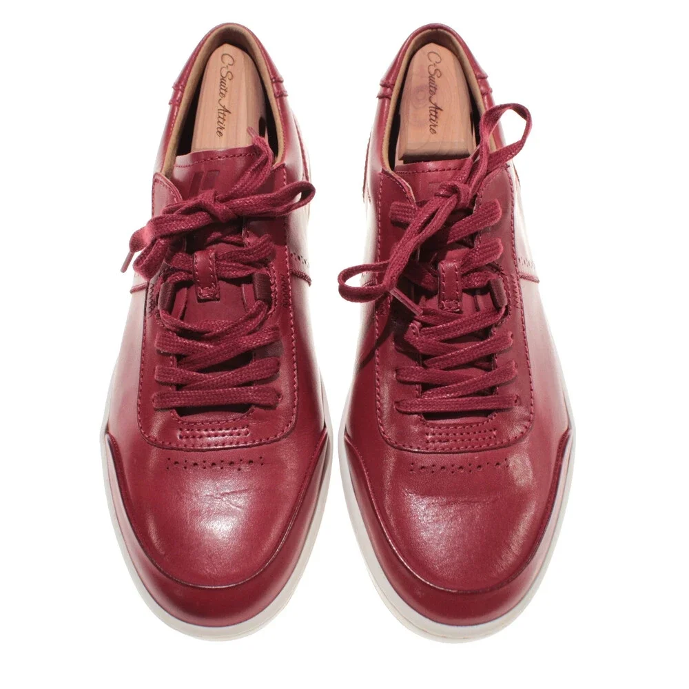 Piloti NWB Avenue Lace Up Driving Sneakers Size 9 US in Red Leather